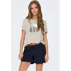 Kurzarmshirt ONLY "ONLFREE LIFE REG S/S LEAF TOP BOX JRS", Damen, Gr. XL (42), pumice stone print:sweet escapism, Single Jersey, Obermaterial: 70% Modal, 30% Polyester, bedruckt, modisch, regular fit, Rundhals, Kurzarm, Shirts