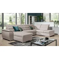 Fun Möbel Couchgarnitur PASCARA U-Form mit Schlaffunktion-Beige /Otto.. Links - Schwarz