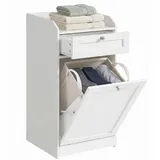 VASAGLE Badschrank mit Wäschekorb 40 x 40 x 80,2 cm Wolkenweiß