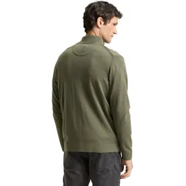 Tom Tailor Herren Strickjacke mit Stehkragen, grün, Meliert, Gr. XL