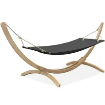 konsimo® Hängematte CORRELO Hängematte mit Gestell (Hängematte mit Gestell), hergestellt in der EU, auf einem massiven Holzrahmen grau