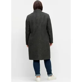 sheego SHEEGO, Damen, Gr. 52, grau (anthrazit meliert), 97% Polyester, 3% Viskose, unifarben, unifarben mit Farbeinsatz, unifarben mit Farbeinsätzen, Mäntel Kurzmantel