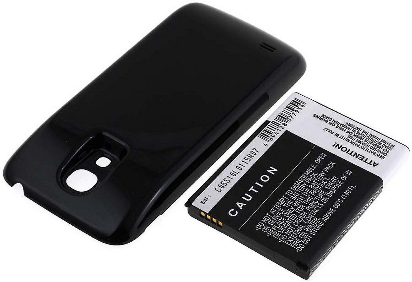 Powery Akku für Samsung Galaxy S4 mini LTE erweiterte Bauform Smartphone-Akku 3800 mAh (3.8 V) schwarz