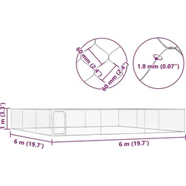 vidaXL Outdoor-Hundezwinger Verzinkter Stahl 6 x 6 x 1 m