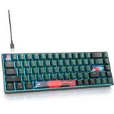 SOLIDEE mechanische Gaming Tastatur 65 Prozent,68 Tasten mit Lineare rote Schalter,Eisblaues Licht,kabelgebundene mechanische Tastatur mit LED-Hintergrundbeleuchtung,für PS5/PS4/Xbox(68 Soundwave)