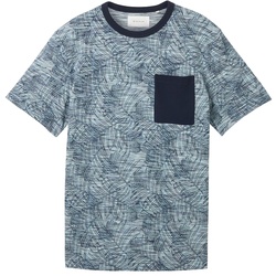 TOM TAILOR Herren T-Shirt mit Allover Print, blau, Allover Print, Gr. XL