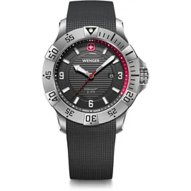 Wenger Herren Armbanduhr Seaforce, Ø 43 mm, Swiss Made, Analog Quarz, Wasserdicht bis 200 m, Silikon-Armband, Schwarz, 01.0641.138