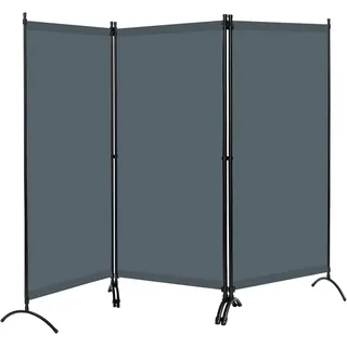Woltu Paravent 3-teilig 255x181cm Raumteiler klappbar, Sichtschutzwand Dunkelgrau