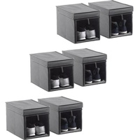 Schuhbox Faltbox Aufbewahrungsbox 6er Set Organizer Regal Box Kiste schmal grau
