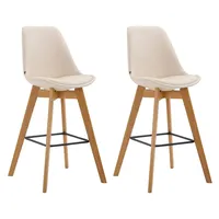 CLP 2er Set Barhocker Metz Kunstleder creme/natura
