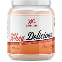 XXL Nutrition - Whey Delicious Protein Pulver - Leckerste Shake - Eiweiss Pulver, Whey Protein Isolat & Konzentrat - Hohe Qualität - 78,5% Proteingehalt - Pfirsich Mango - 1000 Gramm
