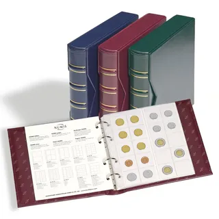 Leuchtturm Ringbinder Numis Classic Design mit Schutzkassette rot