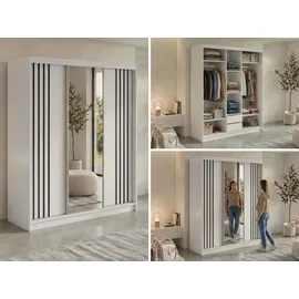 MKS Schiebetürenschrank DIANA 180 x 216 x 61 cm Weiß/Schwarz