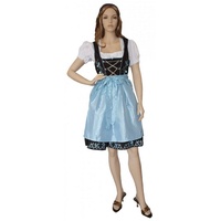 German Wear Dirndl GW1315 3-teiliges Midi Dirndl Dirndel Trachtenkleid blau 40