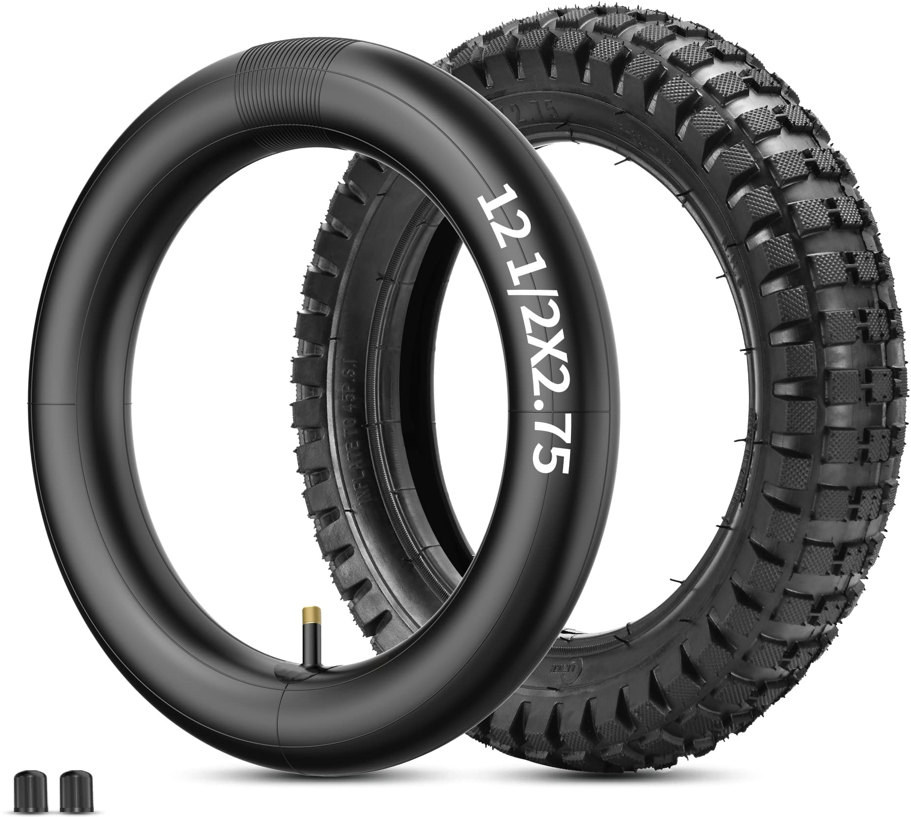 RUTU 12.5 x 2.75 Bicycle Tyre Compatible with Scooter Kids Dirt Bikes Pocket Bikes 12 1/2 x 2 3/4 - Durable High Air Storage Tight Fitting TR13 Air Valve with Straight Shaft and Dust