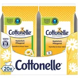 Cottonelle Feuchtes Toilettenpapier für unterwegs, Natürlich Pflegend - Kamille & Aloe Vera, Schnell auflösend, 20 x 12 Tücher Vorteilspack, Biologisch abbaubar