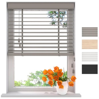 Radeco® Bambus Jalousie innen hellgrau 75 x 175 cm, 50mm Lamellen aus Bambus Holz, Breiten von 60 bis 210 cm erhältlich, innenjalousie, Fenster jalousien