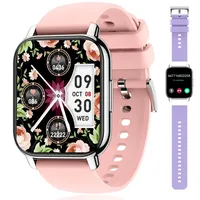 Popglory Smartwatch Herren Damen, 1.85" Fitnessuhr mit Blutdruckmessung Telefonfunktion Sprachsteuerung Herzfrequenz, 100+ Sportmodi Fitness Tracker Schrittzähler Schlaf SpO2, für Android iOS
