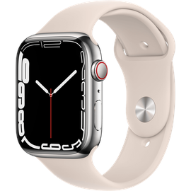 Apple Watch Series 7 GPS + Cellular 41 mm Edelstahlgehäuse silber, Sportarmband polarstern