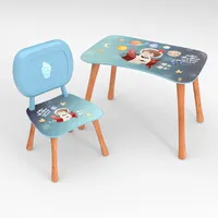 ANRO Kindertisch mit Stuhl Kindersitzgruppe Kinder Tisch Stuhl Set Holz für Kleinkinder Motiv Space für Jungs und Mädchen