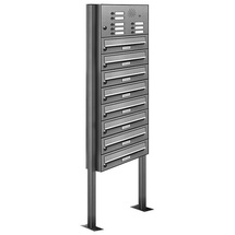 AL Briefkastensysteme Briefkasten Premium Edelstahl Stand Anlage mit Klingeln, Post A4, modern, robust, wetterfest, Artikelnummer: 132V8S1KS