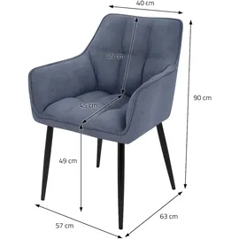 ML-Design Esszimmerstühle 2er Set Frotteestoff Blau mit dickem gepolsterter Sitz