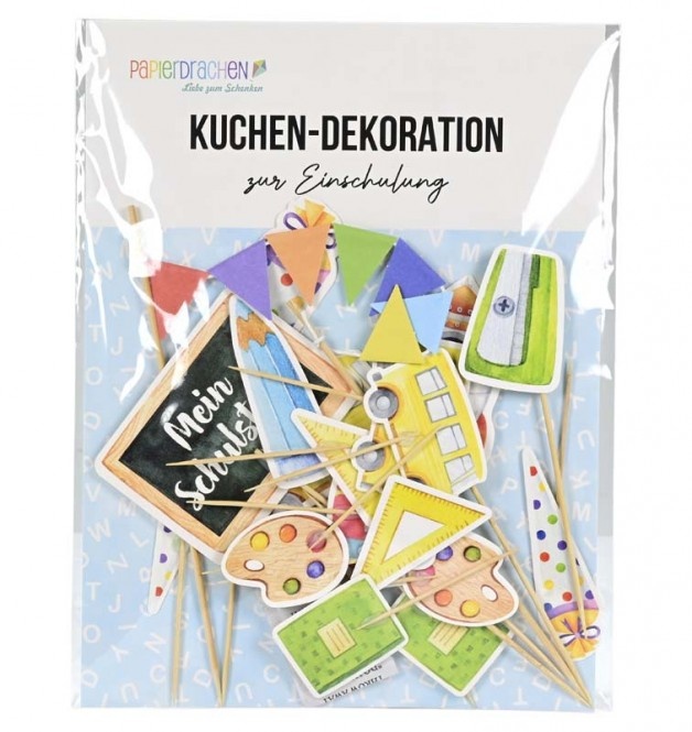 Papierdrachen Kuchen-Dekoration zur Einschulung