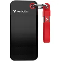 Verbatim Pocket SSD, 1 TB, Externe Festplatte, Portable Solid State Drive USB 3.2 Gen 2, für Mac, PC & Spielekonsole, Schwarz/Rot