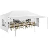 Heavy Duty Spitzdach-Pavillon 3x6 m Mit 6 Abnehmbaren Seitenwänden, Kommerzielles Pop Up Partyzelt Mit PE-Fenstern & Verstärkten Beinen, Inkl. 6 Sandsäcken, Weiß, 420D