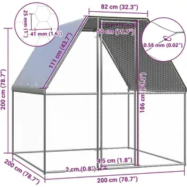 vidaXL Hühnerkäfig Silbern und Grau 2x2x2 m Verzinkter Stahl