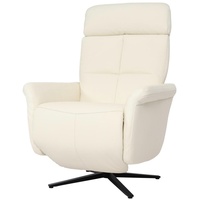 MCW Relaxsessel MCW-L10, Design Fernsehsessel TV-Sessel Liegesessel, Liegefunktion drehbar, Voll-Leder creme-weiß