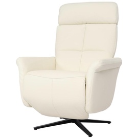 MCW Relaxsessel MCW-L10, Design Fernsehsessel TV-Sessel Liegesessel, Liegefunktion drehbar, Voll-Leder creme-weiß