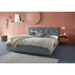 Polsterbett "Adamas", grau, L:210cm, Bezug: 100% Polyester, Polsterung: Polsterwatte, Material Gestell: gepolsterter Holzwerkstoff, WESTFALIA SCHLAFKOMFORT, Betten, auch mit Bettkasten, Knopfheftung mit Strasssteinen
