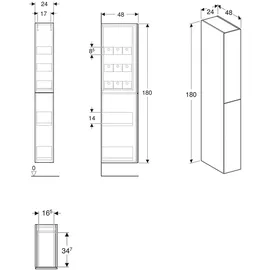 Geberit iCon Hochschrank 24 x 48 x 180 cm Weiß Holz