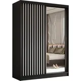 AX Living Schwebetürenschrank, Schwarz, Weiß, Kunststoff, Teilmassiv,Kiefer, Rechteckig, 160x216x61 cm, Hergestellt in Europa, FSC Mix, Reach, Schlafzimmer, Kleiderschränke, Schwebetürenschränke