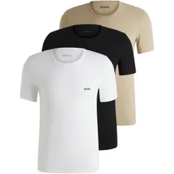 BOSS für Herren. 50532468 Pack 3 T-Shirts Klassisch weiß, beige, schwarz (M), Heimtextilien, Baumwolle, Kurzarm