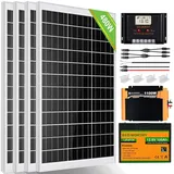 ECO-WORTHY 2 kW·h Solarsystem 480W 24V mit Wechselrichter und Batterie netzunabhängig für Wohnmobil: 4 Stücke 120W Solarmodul + 60A Laderegler + 2 Stücke 50Ah Lithiumbatterie + 1500W Wechselrichter