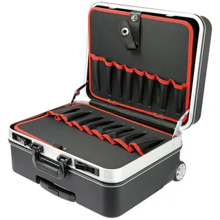 HMF 15602-02 Werkzeugtrolley leer, Werkzeugkoffer aus ABS-Kunststoff mit Rollen, 47 x 40 x 24,5 cm