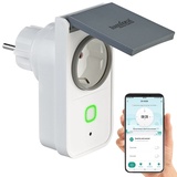 Luminea WLAN-Outdoor-Steckdose, HomeKit-fähig, App, Sprachbefehl, Strommessung