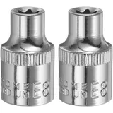 QUARKZMAN 3/8" x E8 Torx Bit Set, 2 Stück Torx Nuss Set Schrauber Sechskant Steckschlüsseleinsätze, Antrieb Tiefnuss Stern-Stecknuss für Auto Reparaturen Hauswartung DIY Handarbeit