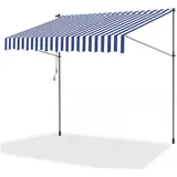 Clanmacy Klemmmarkise Klemmmarkise 400cm Balkonmarkise Markise ohne Bohren Blau Weiß blau 120 cm x 400 cm