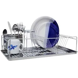 relaxdays Abtropfkorb mit Besteckkorb »XL« silber
