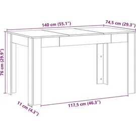 vidaXL Esstisch 140 x 76 x 74,5 cm braun