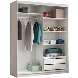 beautysofa Schwebetürenschrank Donatello 180 x 204,5 x 60 cm Eiche/Schwarz