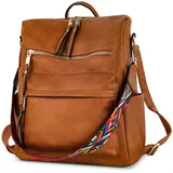 Cityrucksack Retro Rucksack Damen 3 in 1 Handtasche Mädchen Schultasche Wasserdicht für Pendeln Reise Campus Sport Schulranzen Rucksäcke (Dunkel... - Dunkelbraun