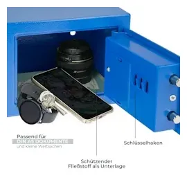 HMF Möbeltresor Elektronikschloss, 23 x 17 x 17 cm, Blau