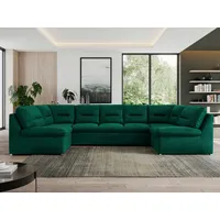 MKS MÖBEL Ecksofa MORBIDO U, Set, Wellenfedern, HR-Schaum, Wohnlandschaft XXL, Sofa XXL, U-förmige Ecke, Bigsofa, mit schlaffunktion, U-Couch grün