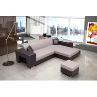 JVmoebel Ecksofa Schlafcouch mit Bettfunktion und Stauraum in Grau/Weiß, Made in Europa beige
