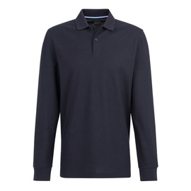 BUGATTI Langarm-Poloshirt, aus reiner Baumwolle, blau