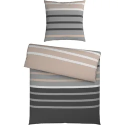 Bettwäsche Streif Schwarz/Beige ca. 135x200cm